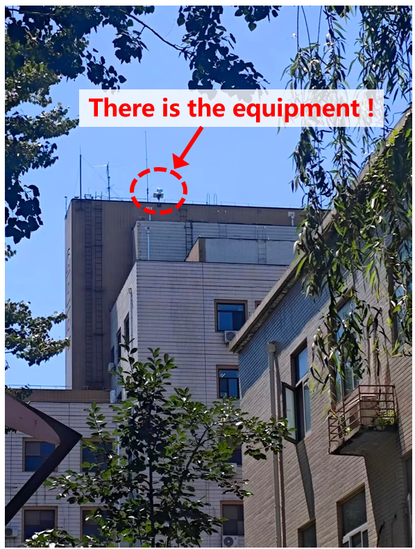 A view of the installed equipment from the ground